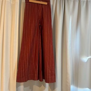 Chic Burgundy Striped Wide-Leg Pants SIMONE